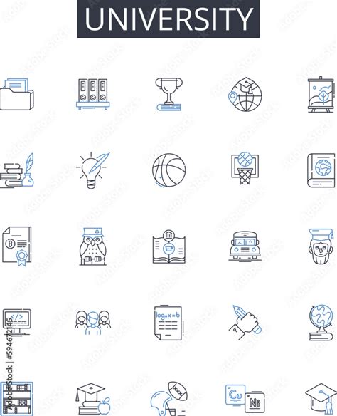 Stockvector University Line Icons Collection College School Academy