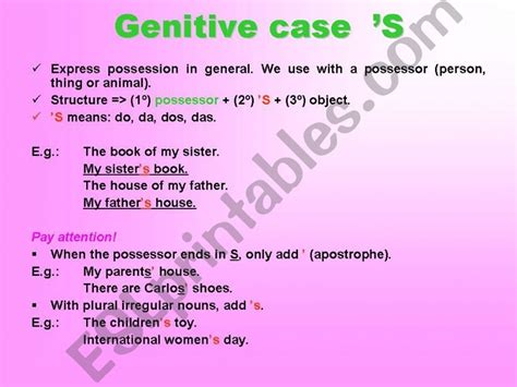 Esl English Powerpoints Genitive Case