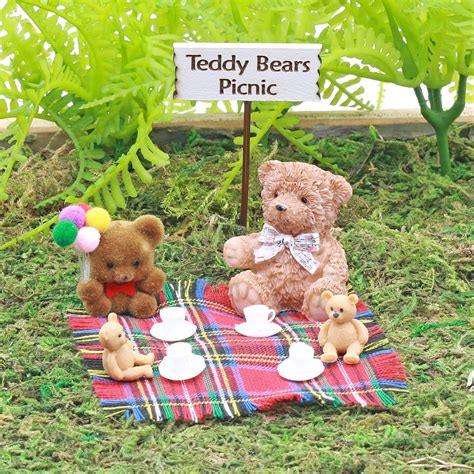 Teddy Bears Picnic, Picnic Blanket and Four Assorted Teddy Bears ...