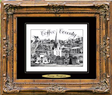 Pencil Drawing Of Coffee County Alabama Village Prints