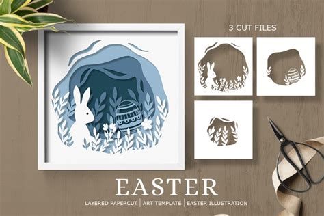 Easter Layered Papercut Easter Illustration