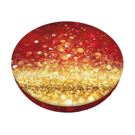 Coaee Red Gold Glitter Round Bar Stool Seat Covers Washable Stool