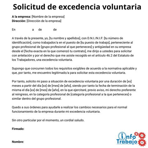 Excedencia Voluntaria Por Inter S Particular Modelo Para Solicitarla