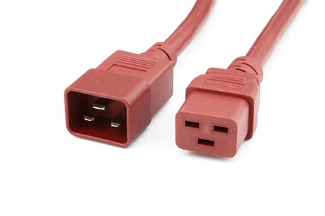 Data Center Power Cord IEC320 C20 C19 12AWG SJT 20A 250V Red