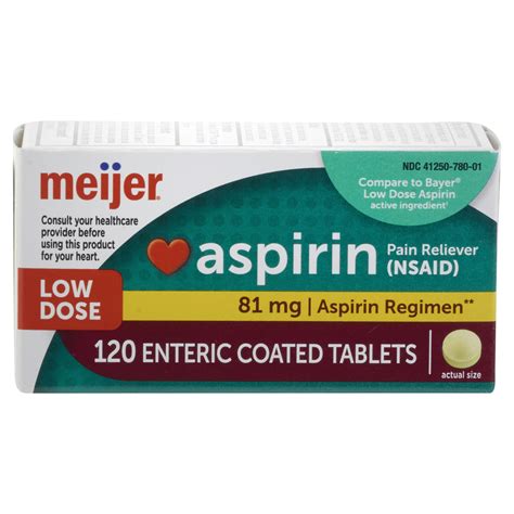 Meijer Aspirin Enteric Coated 81 mg Tablet, 120 ct Aspirin | Meijer Grocery, Pharmacy, Home & More!