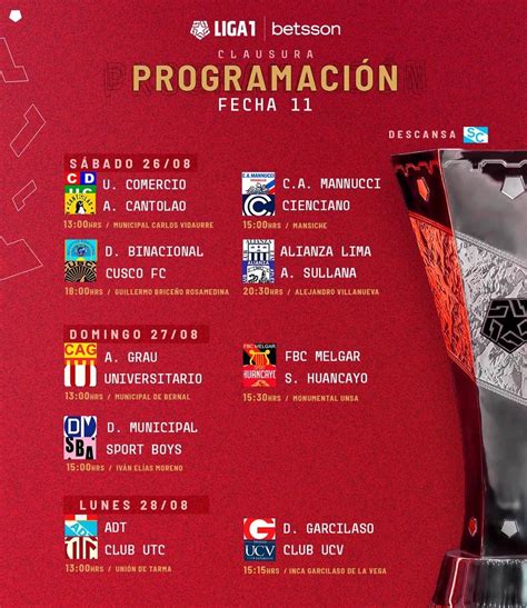 Liga 1 Conoce La Programación De La Fecha 11 Del Torneo Clausura