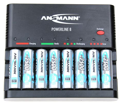 Powerline 8 Nicd Nimh Battery Charger With 8x Aa 2500mah Maxe Batteries Ansmann Cpc