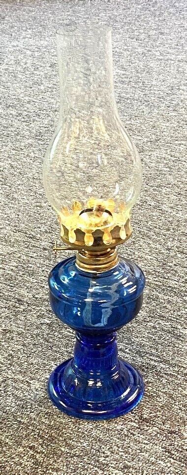 Cobalt Blue Glass Oil Lamp Tall Guaranteed Ebay