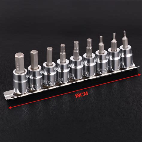 9pc 3 8 Dr Hex Bit Allen Key Socket Set Male Star Torx Imperial Sae With Rail Ebay