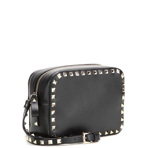 Lyst - Valentino Rockstud Leather Cross-body Bag in Black