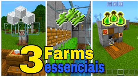 Como Fazer 3 Farms Simples No Minecraft No Seu Mundo Survival MCPE