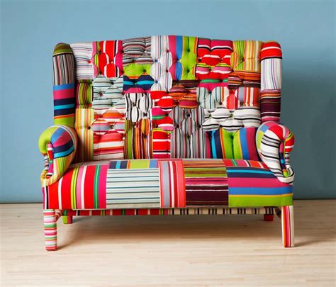 Striped Wing Patchwork Sofa Etsy Patchwork Sofa Patchwork