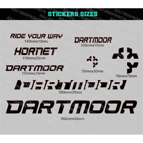 DARTMOOR Bike Frame Set Decals Stickers MTB SPECIAL COLOR VINYL Lazada PH