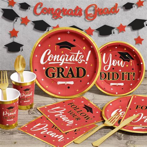 2023 Graduation Party Decoration Supplies 175 Pcs Congrats Grad Disposable Dinnerware Set Serve