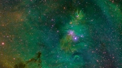 Download wallpaper 2048x1152 nebula, galaxy, stars, constellation, space, green ultrawide ...