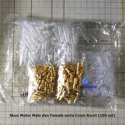 Jual Skun Motor Bulat Set Male Female Dan Cover Karet Konektor