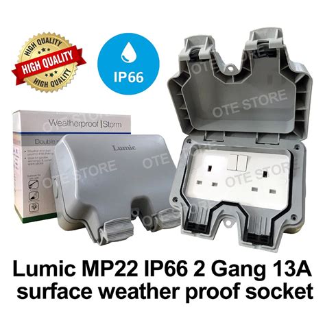 LUMIC MP22 IP66 2G 13A 250VAC Surface Weather Proof Switch Socket