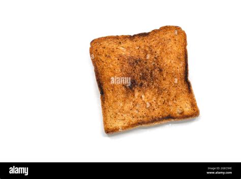 Slice Of Burned Toasted Bread Isolated Burned Toasted Bread On White