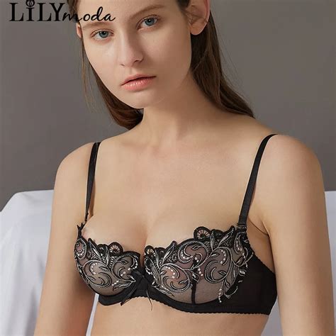 Lilymoda Women Sexy Summer Ultra Thin Bra Demi Cup Balconette