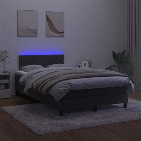 Omabeta Lits Cadres De Lit Sommier Tapissier Avec Matelas Et LED Noir