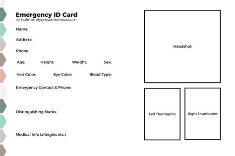 Emergency Printable Id Card For Kids And Adults