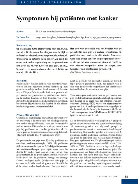 Symptomen Bij Patiënten Met Kanker Samenvatting Pdf