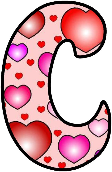 The Letter C Is Decorated With Hearts