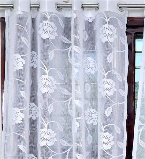 Buy White Polyester Floral Ft Sheer Eyelet Door Curtains At Off