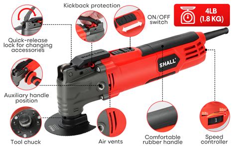 SHALL Oscillating Tool 500W Oscillating Multitool Kit With 5