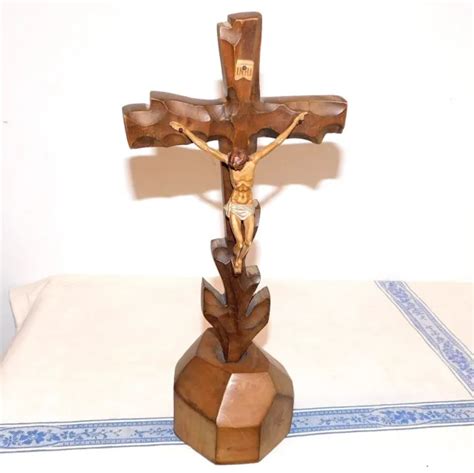 ANCIENNE CROIX ANCIEN Crucifix Jesus Christ Sculpture Religieuse No