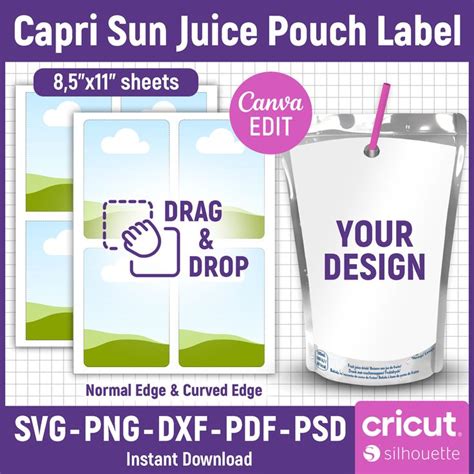 Capri Template Svg Blank Capri Sun Template Juice Pouch Label Juice