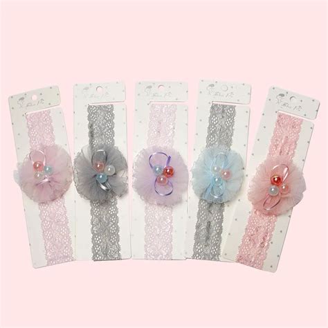 Shapu Enfants Perle Soie Ruban Boule De Verre Arcs Fleurs Bandeaux