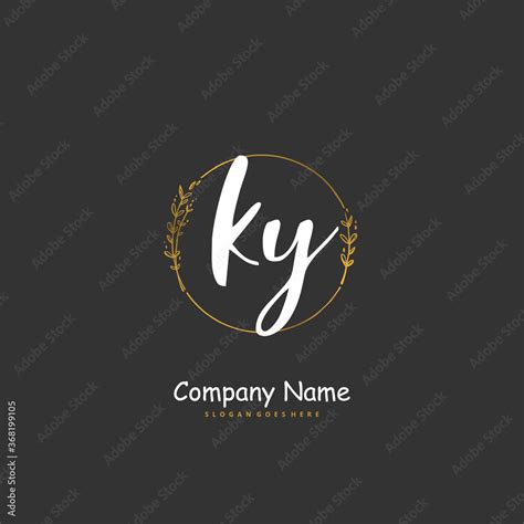 K Y Ky Initial Handwriting And Signature Logo Design With Circle