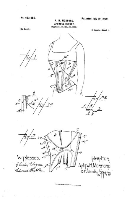 Patent US653455 APPAREL CORSET Google Patents 1900 Corset