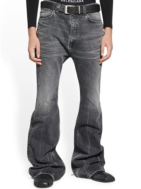 Balenciaga Denim Black Flared Jeans For Men Lyst Canada