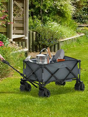 Outsunny Outdoor Folding Garden Trolley On Wheels Pull Along Camping