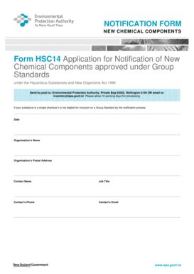 Fillable Online Epa Govt Form Hsc Application For Notification Of New