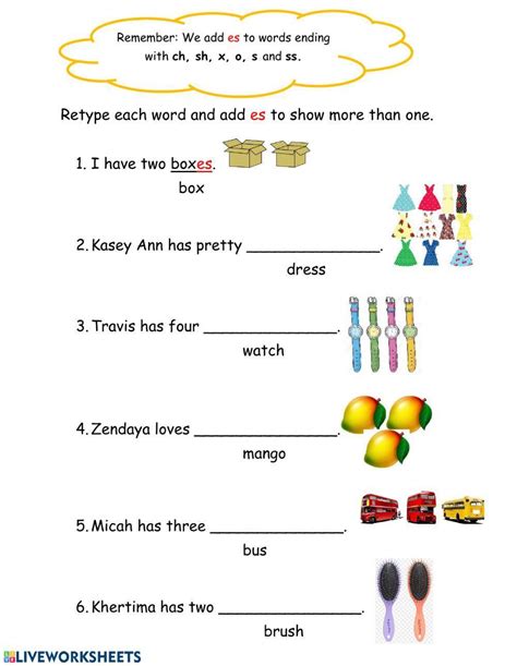 Making Plurals Add S Or Es Plurals Worksheets Free