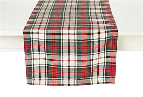 Plaid Table Runner Red White Christmas Dinner Decorations Table