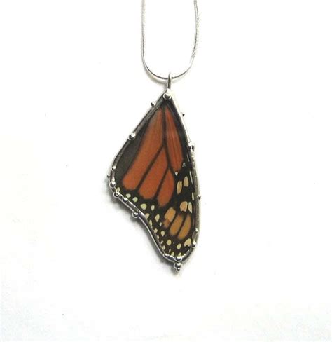 Monarch Butterfly Necklace Real Butterfly Wing Jewelry By Neile