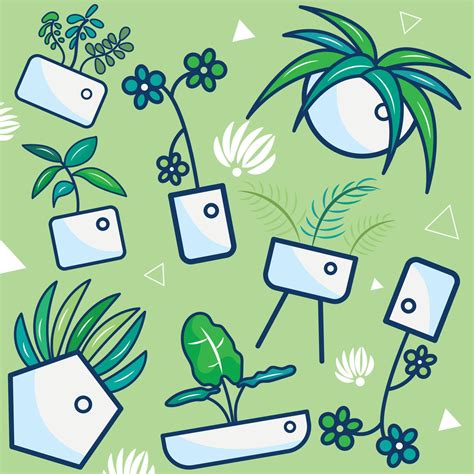 Pattern Background With Indoor Plant Icons Vector 16412718 Vector Art