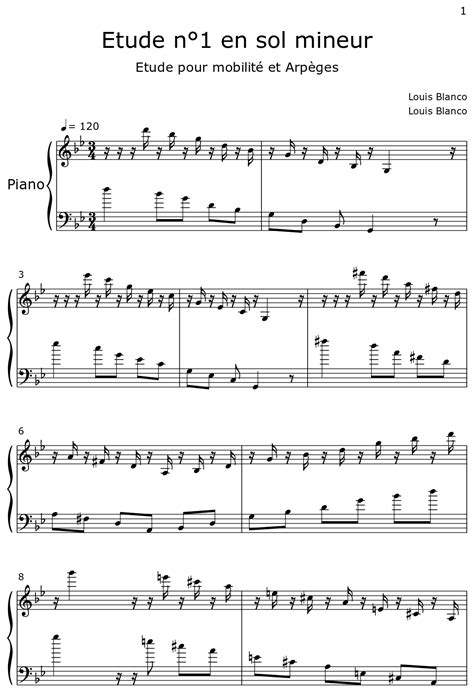 Etude N En Sol Mineur Sheet Music For Piano