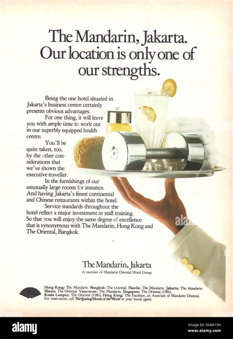 The Mandarin Hotels The Mandarin Hotel Advert Paper Advertisement Stock