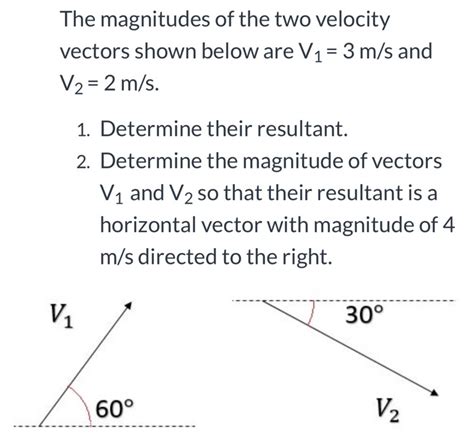 The Magnitudes Of The Two Velocity Vectors Shown Below Are V Ms And