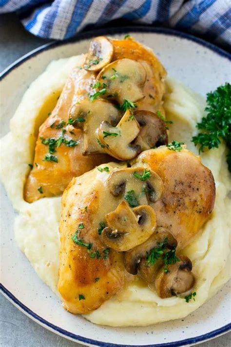 Slow Cooker Chicken Marsala Served Over Mashed Potatoes Chicken Slow Cooker Recipes Slow