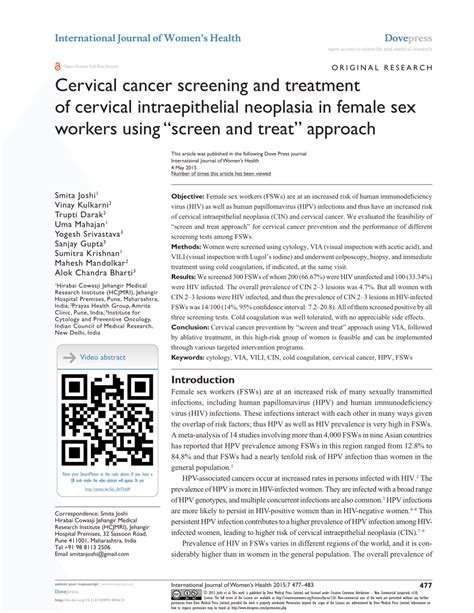 Pdf Cervical Cancer Screening And Treatment Of Cervical