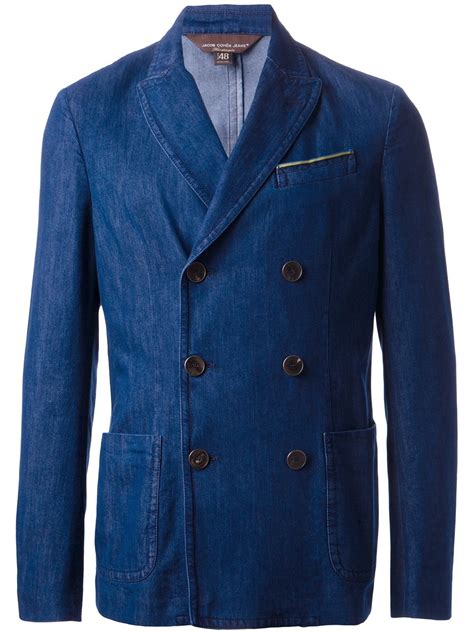 Lyst Jacob Cohen Double Breasted Denim Blazer In Blue For Men