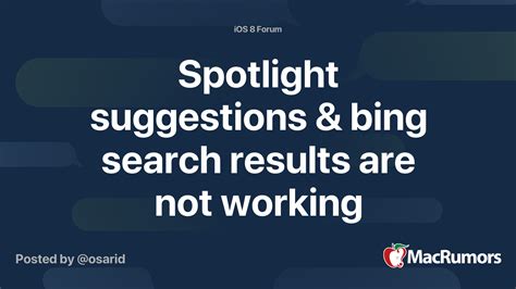 Spotlight suggestions & bing search results are not working | MacRumors Forums