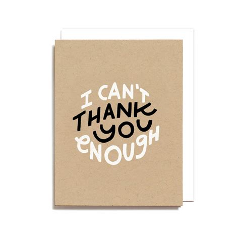 Cant Thank You Enough Screen Printed Folding Card Etsy Hand