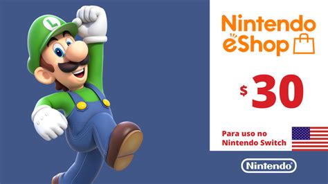 Cartão Nintendo eShop USA 30 Dólares Código Digital Playce Games